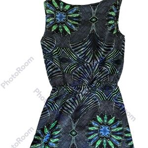 Banana Republic Black and Green Floral Dress